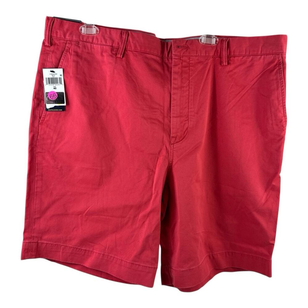 Polo Ralph Lauren Classic Fit 9” Shorts Men's Size 40 Red Cotton Flat Logo NWT